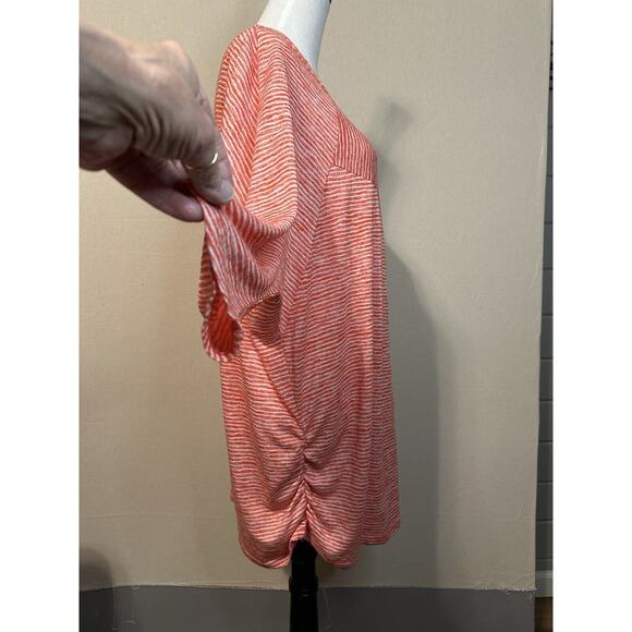 Lane Bryant Women's Top Size 22/24 Striped Orange Boho Short Sleeve - Picture 4 of 11